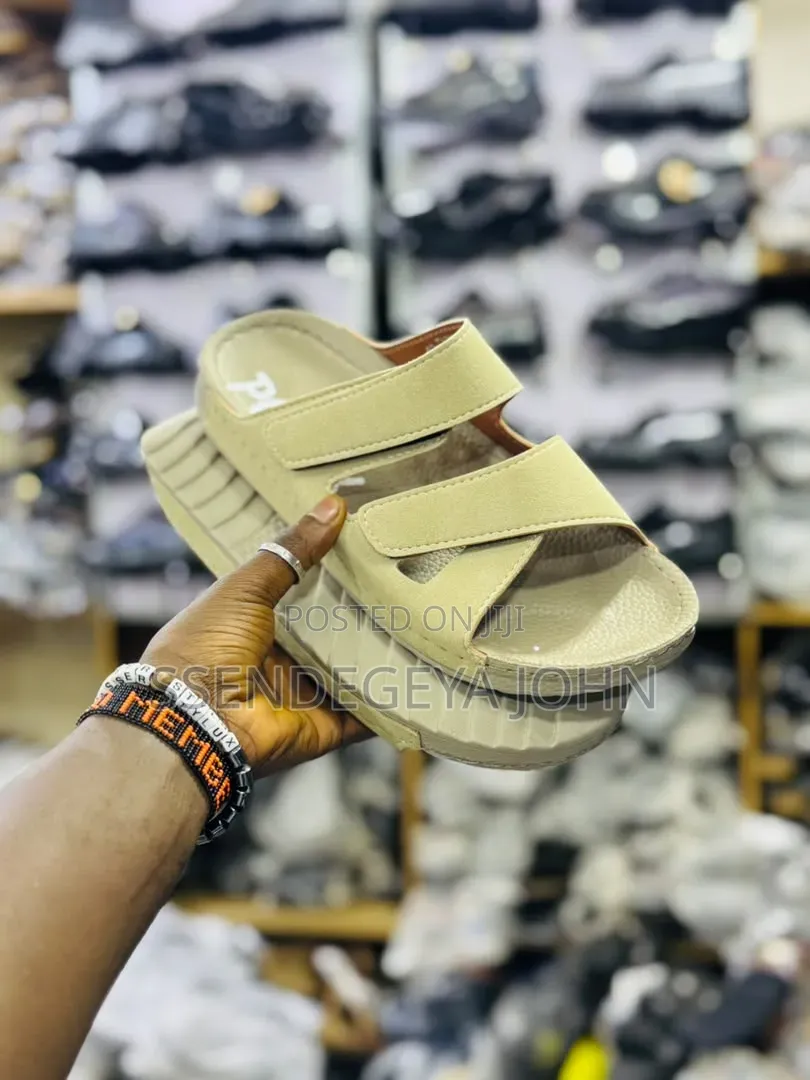 Beige Double-Strap Platform Sandals