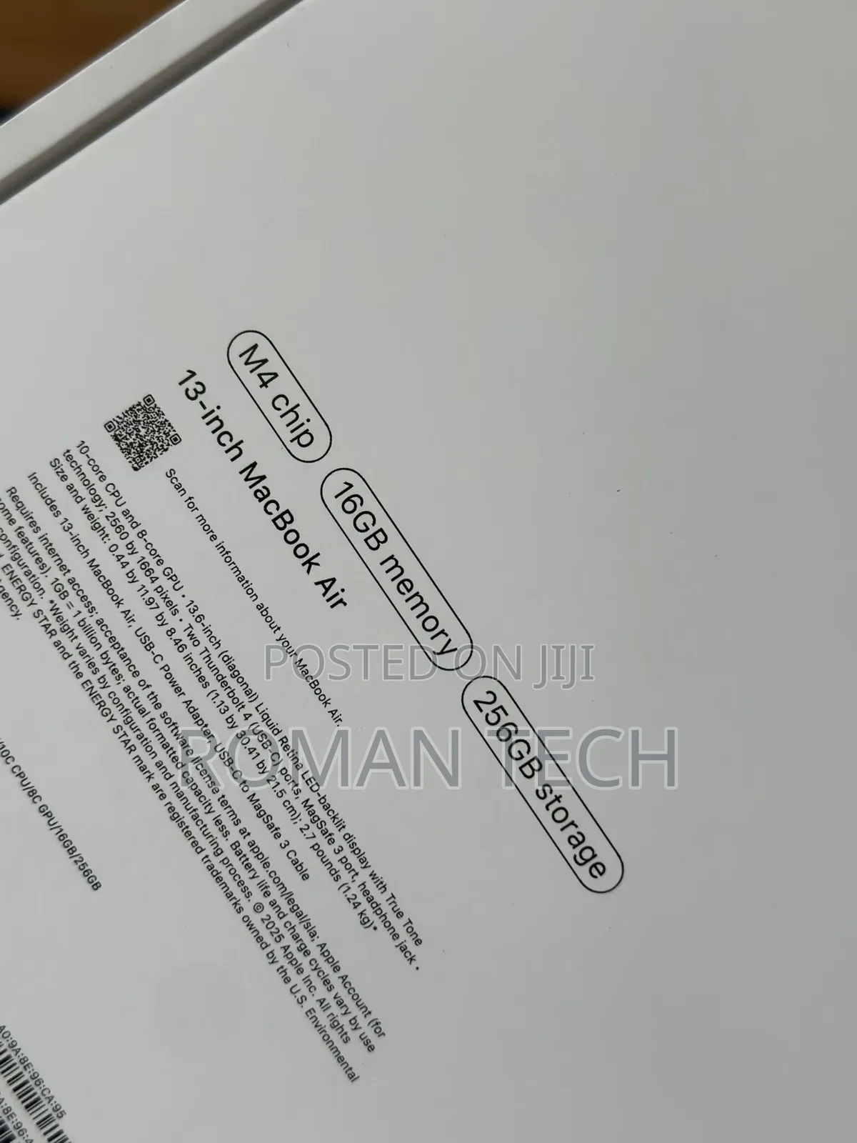 New Laptop Apple MacBook Air 2025 M4 16GB Apple M4 SSD 512GB