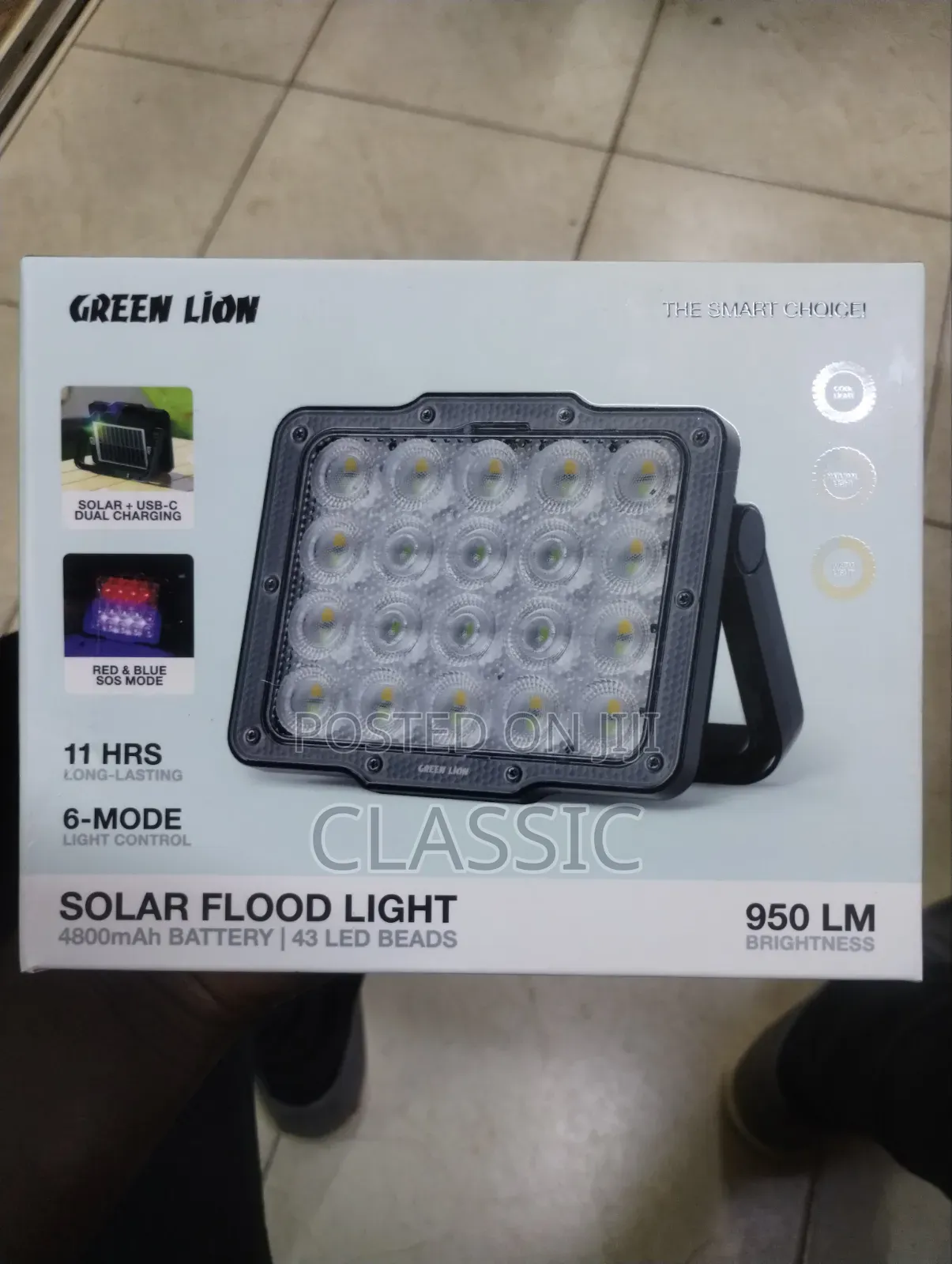 Green Lion Solar Flood Light With 4800mAh Battery
