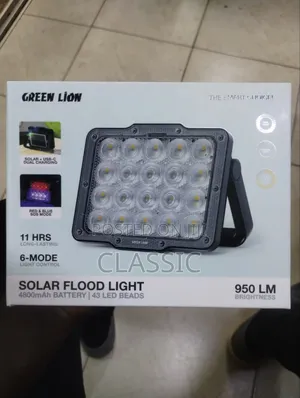 Green Lion Solar Flood Light With 4800mAh Battery