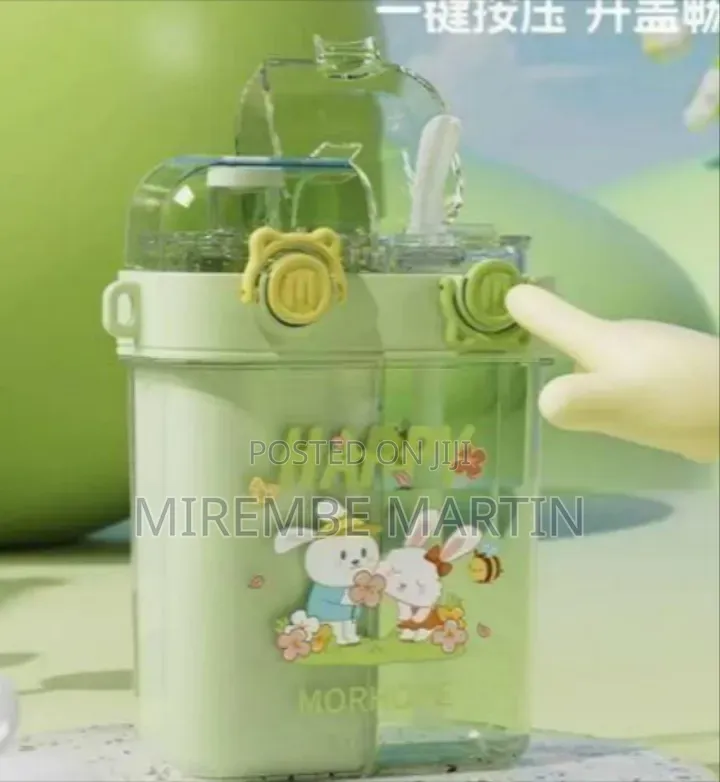 Charming Dual-Chamber Water Bottle With Integrated Straw