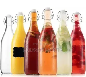 Premium Glass Flip-Top Beverage Bottles With Airtight Seal (Set of 6)