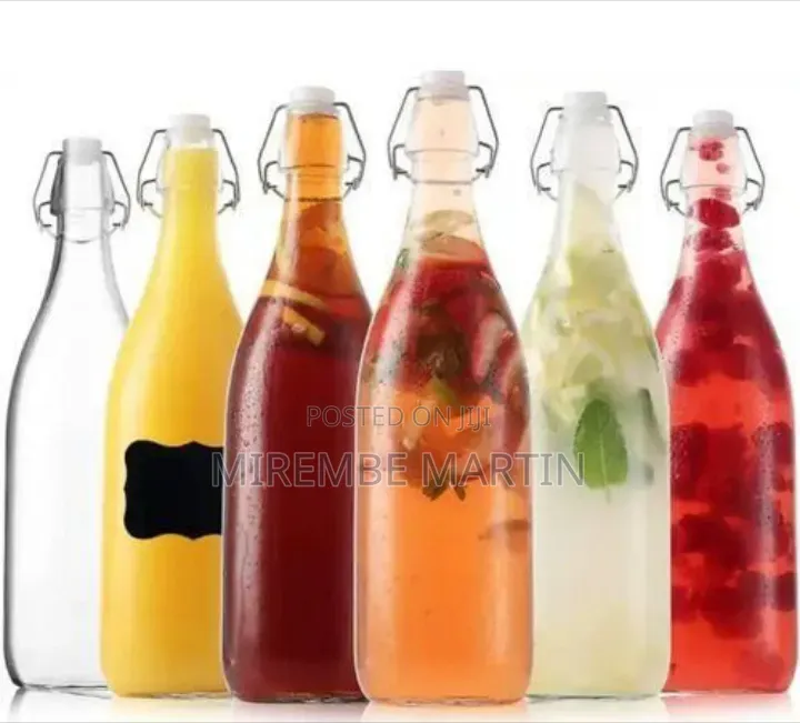 Premium Glass Flip-Top Beverage Bottles With Airtight Seal (Set of 6)
