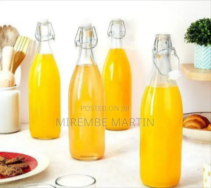 Premium Glass Flip-Top Beverage Bottles With Airtight Seal (Set of 6)