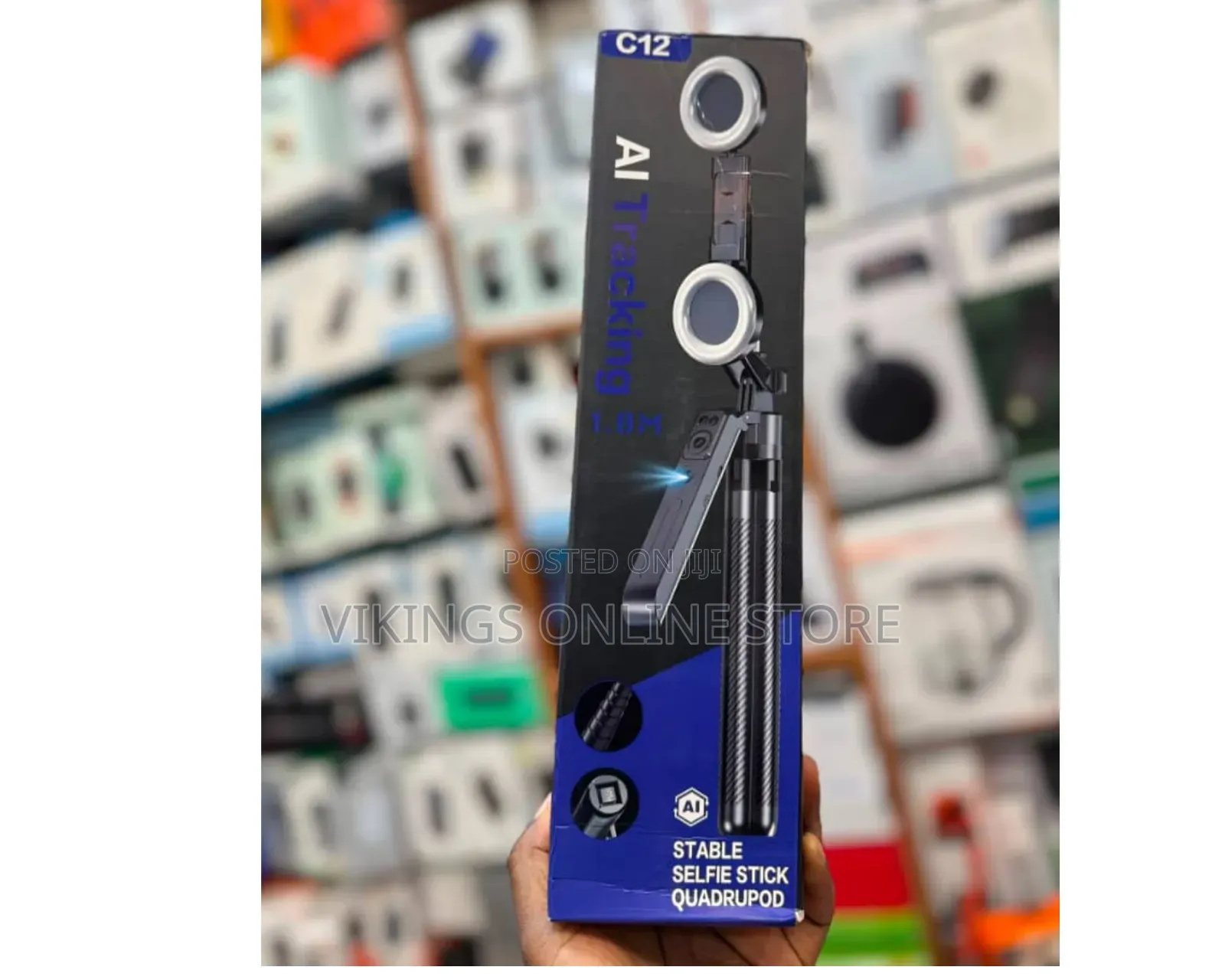 C12 AI Tracking Selfie Stick Quadrupod That Extends Up to 1.8 Meters