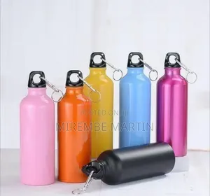 Sleek Metallic Sports Water Bottle With Carabiner Clip