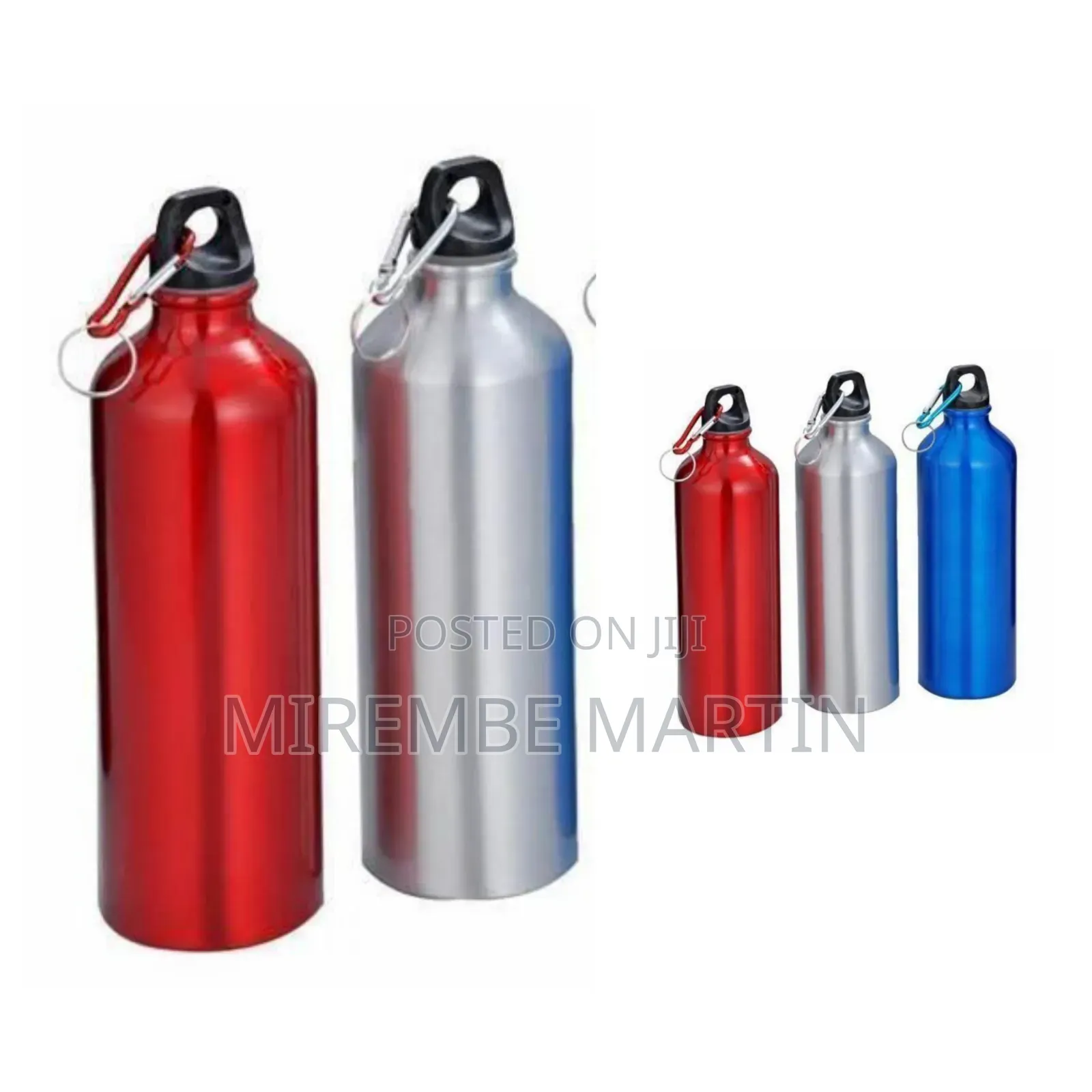 Sleek Metallic Sports Water Bottle With Carabiner Clip