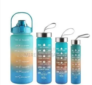 Motivational Gradient Water Bottle Set With Time Markers (Set of 4)