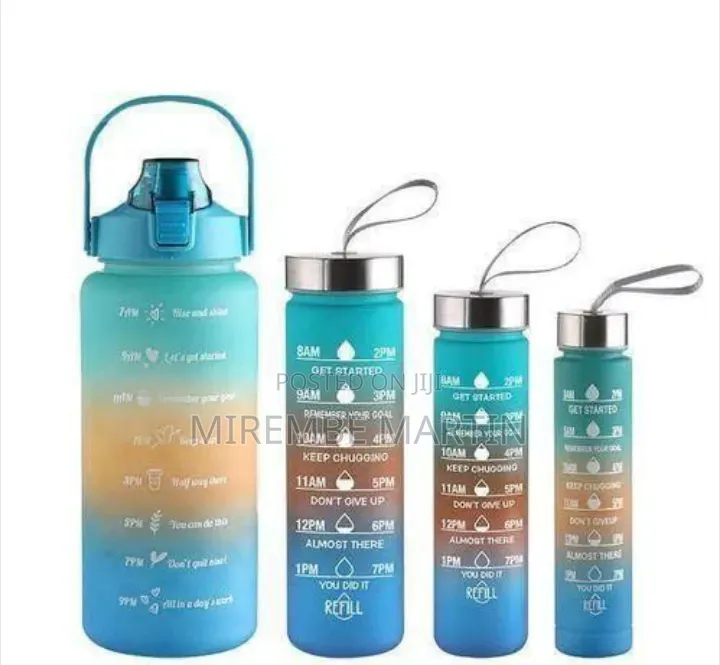 Motivational Gradient Water Bottle Set With Time Markers (Set of 4)