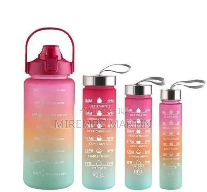Motivational Gradient Water Bottle Set With Time Markers (Set of 4)