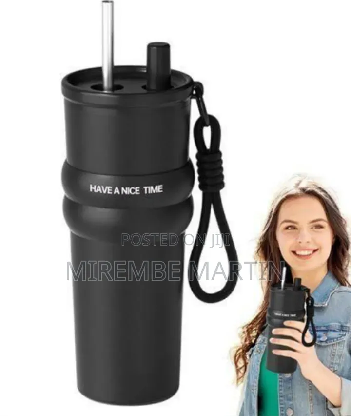 Modern Insulated Reusable Tumbler With Carry Strap