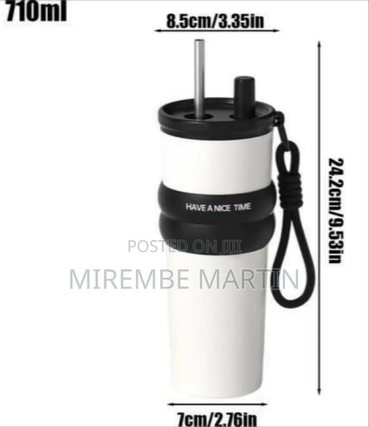 Modern Insulated Reusable Tumbler With Carry Strap