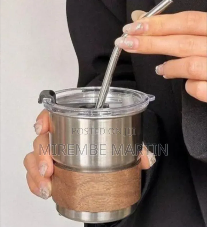 Insulated Stainless Steel Tumbler With Accent Band and Reusable