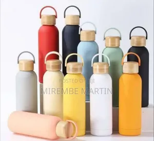 Modern Insulated Stainless Steel Water Bottle With Natural Wooden