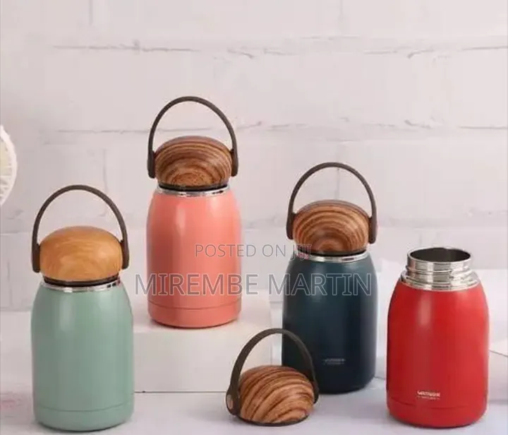 Compact 300ml Insulated Water Bottle With Wooden Lid