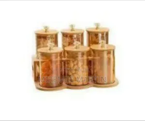 Elegant Six-Piece Diamond Glass Storage Canister Set With Bamboo