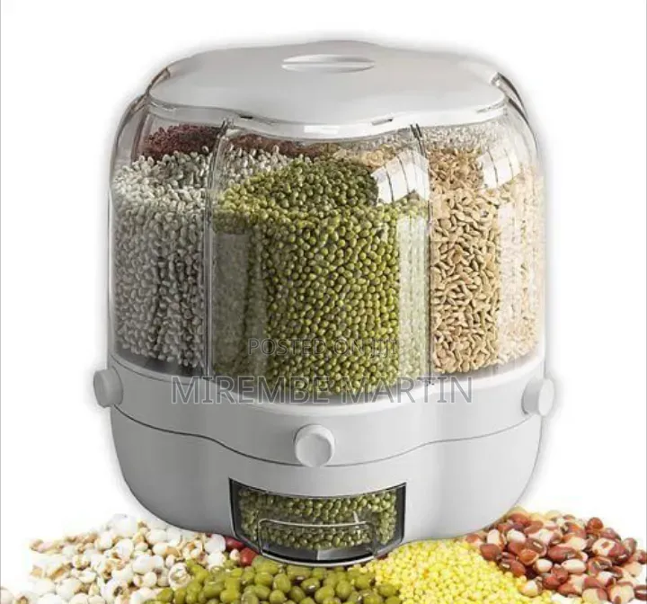 Multi-Functional Rotating Grain Dispenser and Dry Food Storage