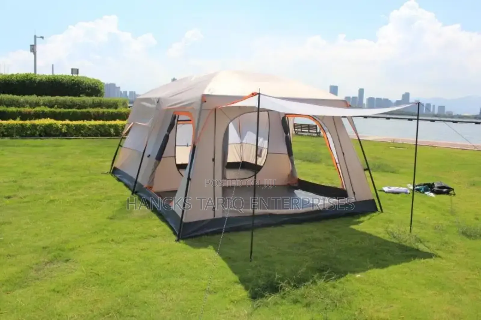 Large Multi-Room Family Camping Tent With Awning Canopy and Carry Bag