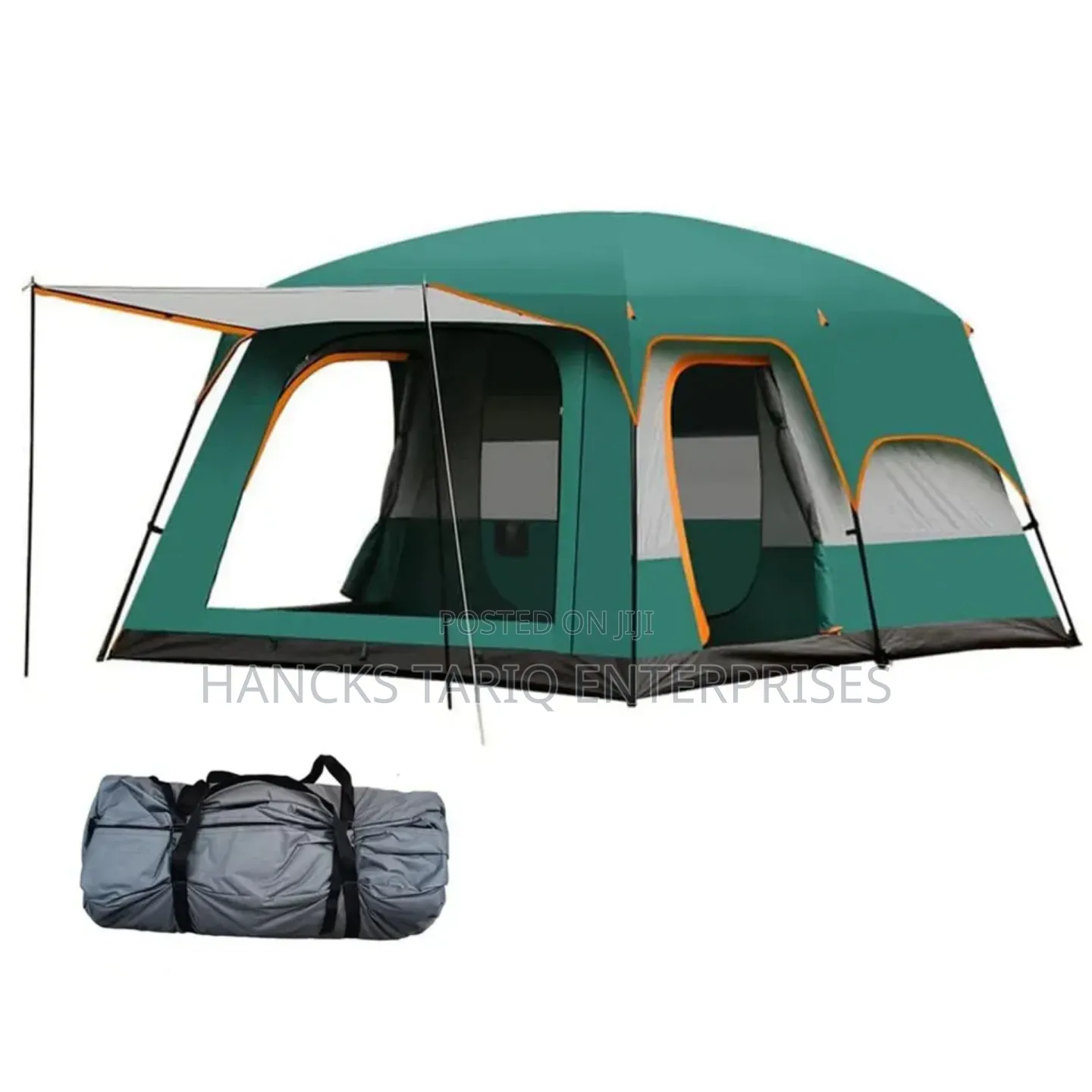 Large Multi-Room Family Camping Tent With Awning Canopy and Carry Bag