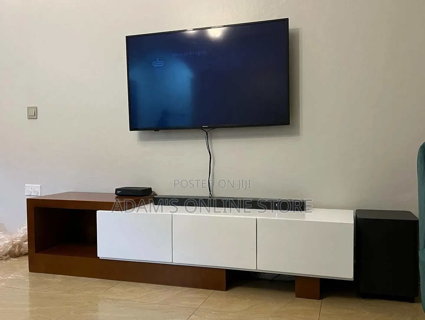 7.5ft TV Stand in Brown and White Color for Sale
