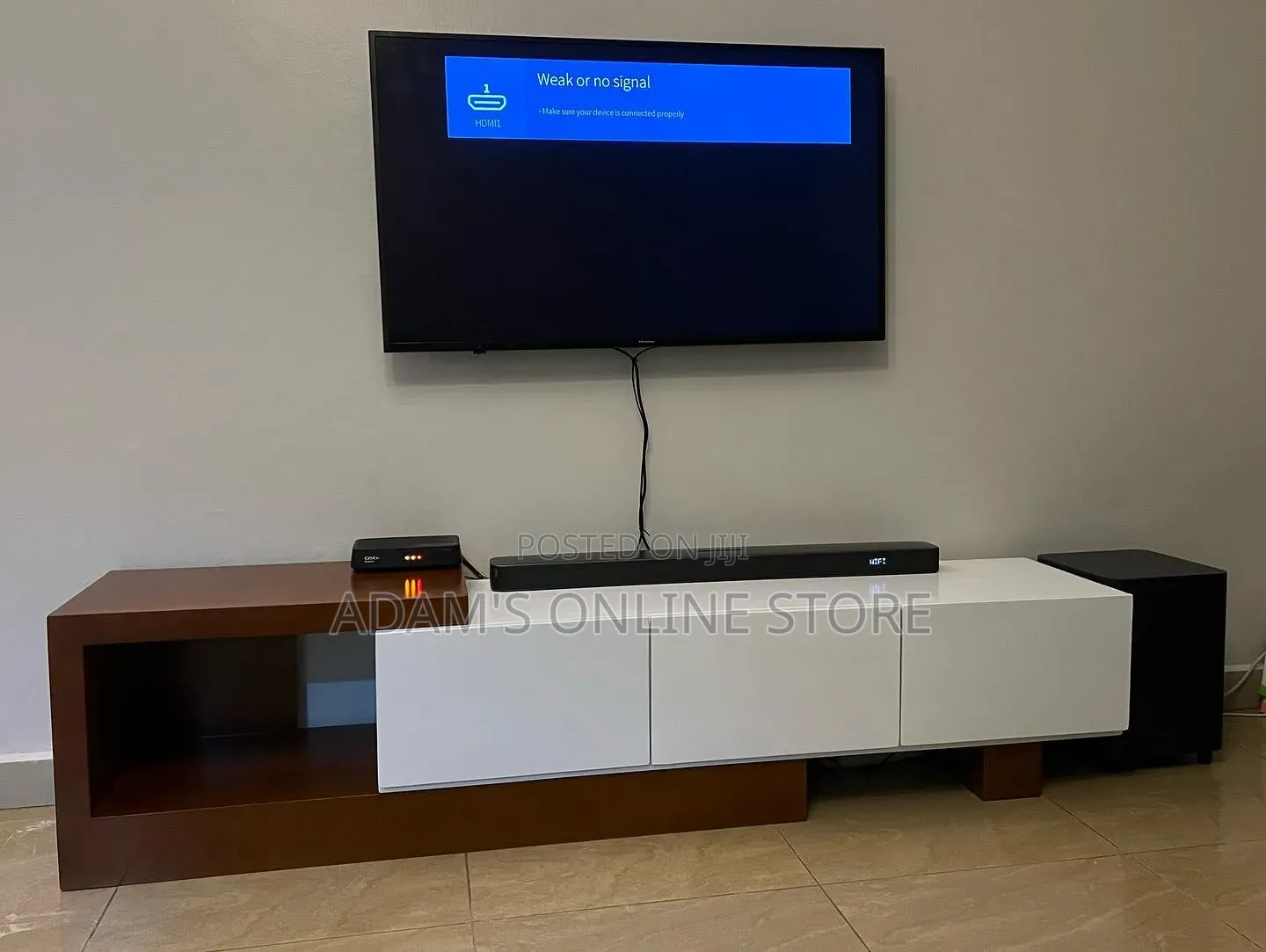 7.5ft TV Stand in Brown and White Color for Sale