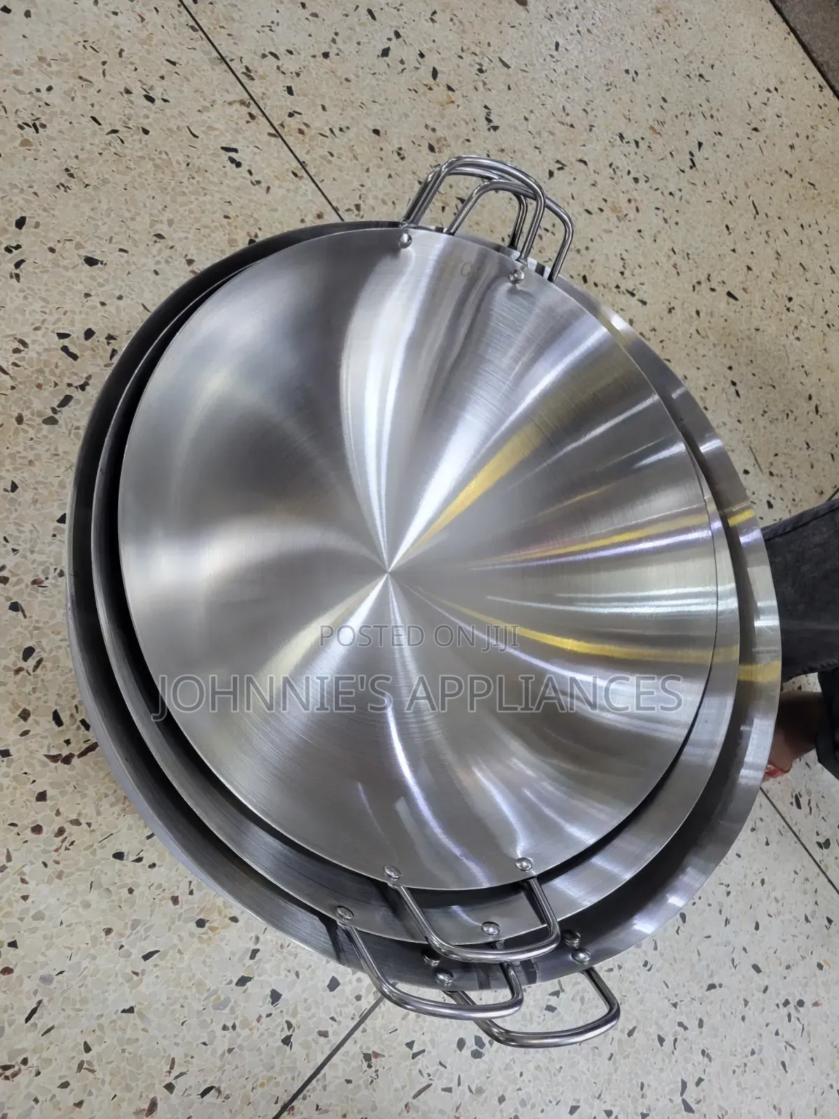 55cm Stainless Steel Wok Pan With Handles / Easy to Clean