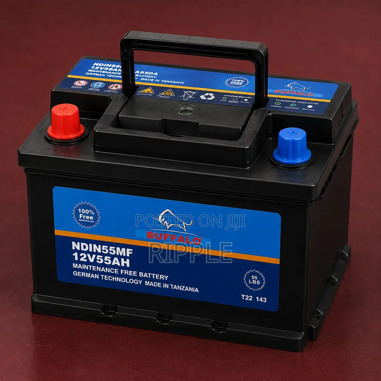 55Ah Buffalo DIN55 550CCA Maintenance Free Car Battery 12V
