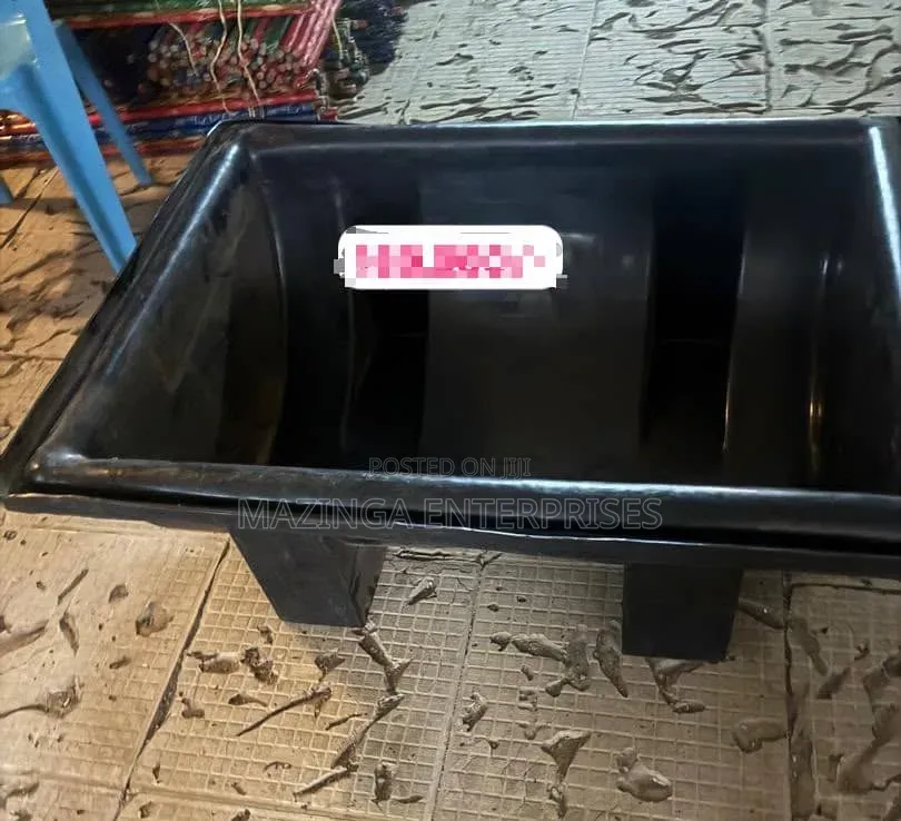 Heavy-Duty Black Plastic Utility or Livestock Feeding Trough
