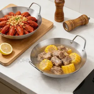 55cm Stainless Steel Wok Pan With Handles / Easy to Clean