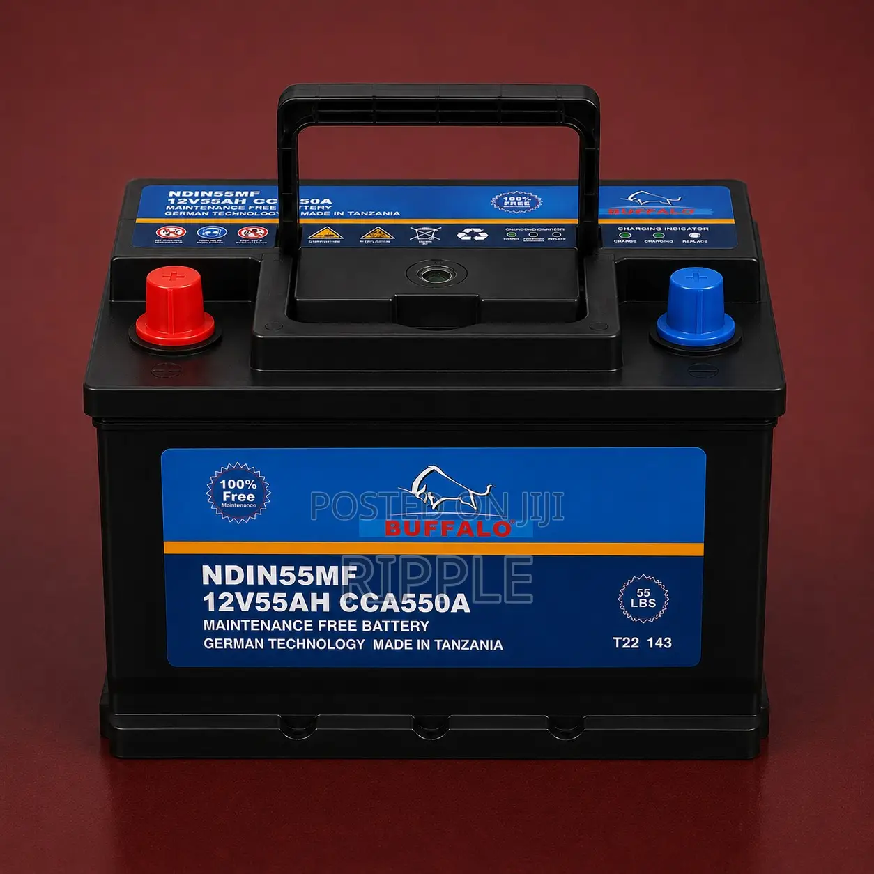 55Ah Buffalo DIN55 550CCA Maintenance Free Car Battery 12V