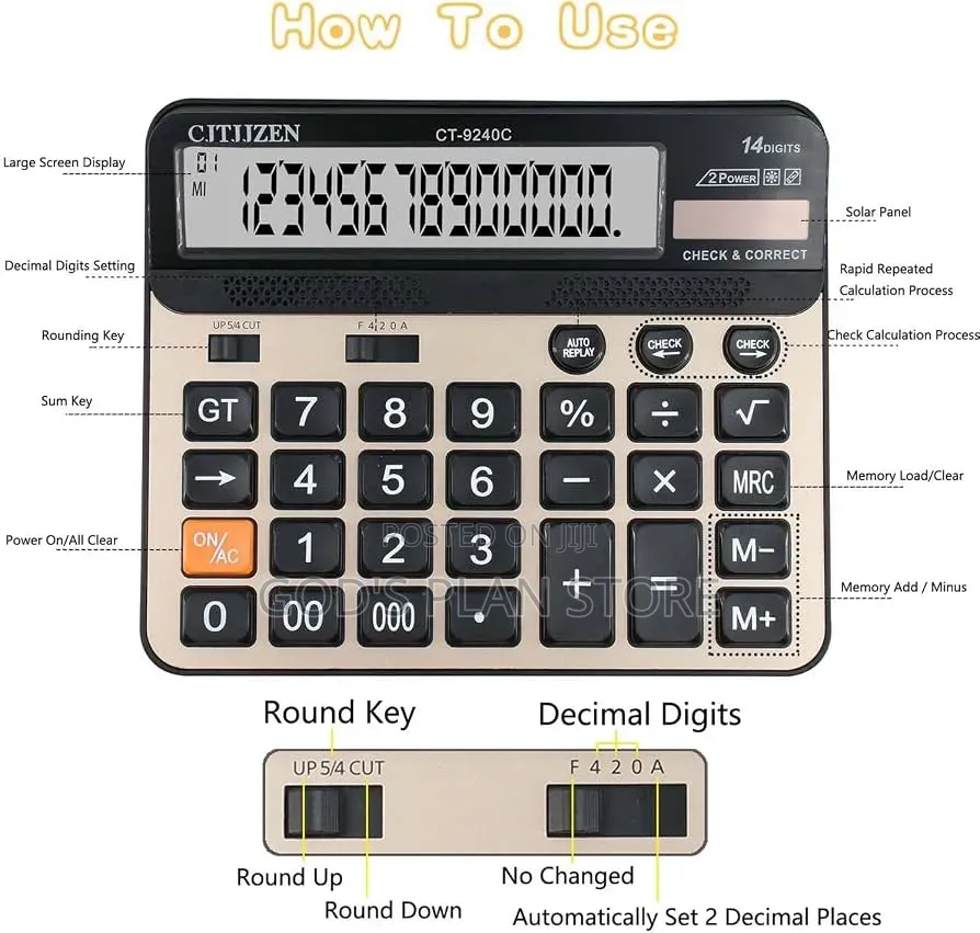 Scientific Calculator 14 Digits LCD Display