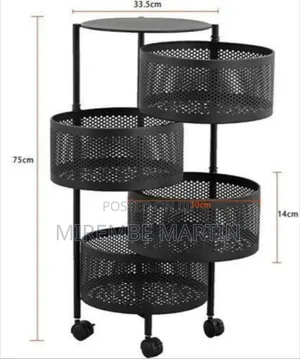4-Tier Rotating Kitchen Storage Cart With Wheels