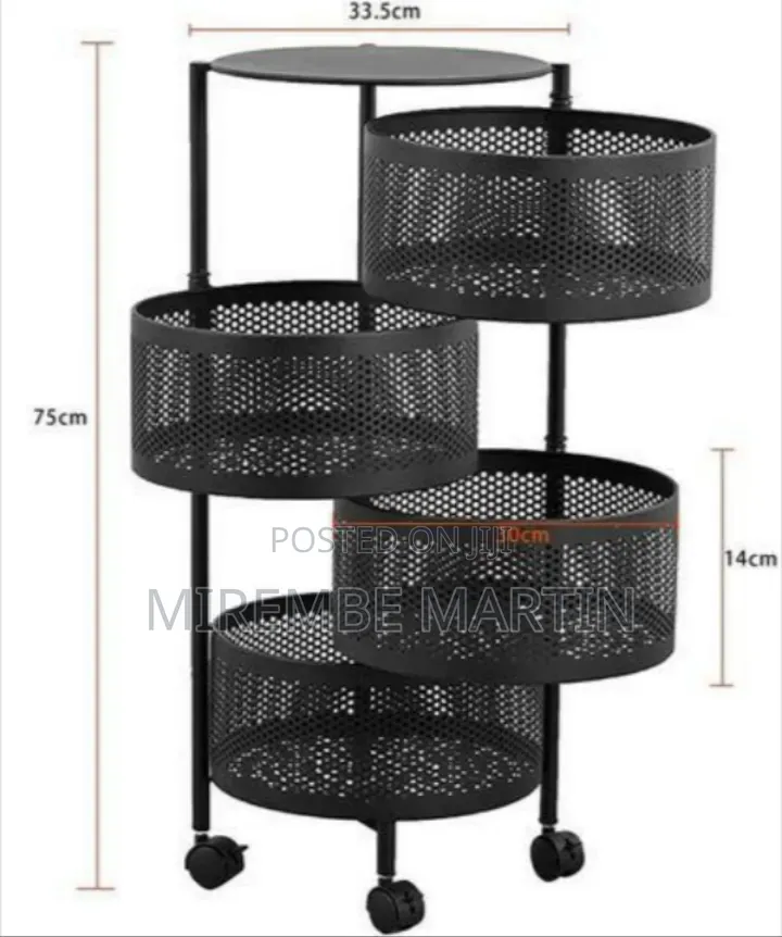 4-Tier Rotating Kitchen Storage Cart With Wheels
