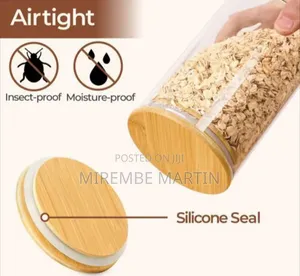 Premium Clear Glass Food Storage Canisters With Airtight Bamboo