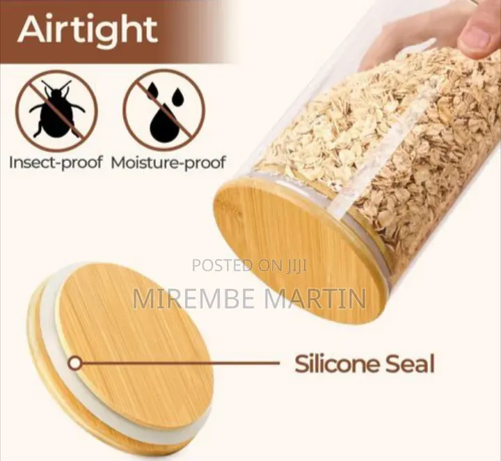 Premium Clear Glass Food Storage Canisters With Airtight Bamboo