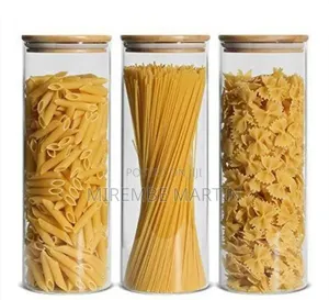 Premium Clear Glass Food Storage Canisters With Airtight Bamboo