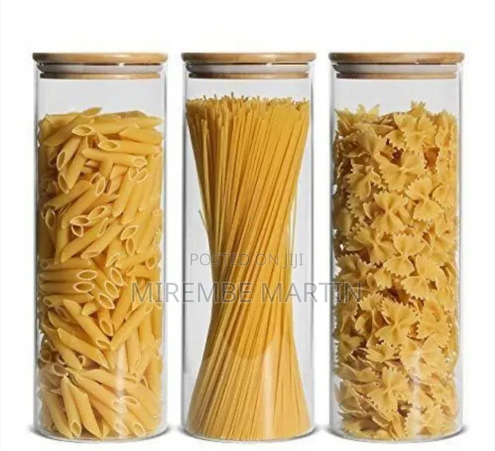 Premium Clear Glass Food Storage Canisters With Airtight Bamboo