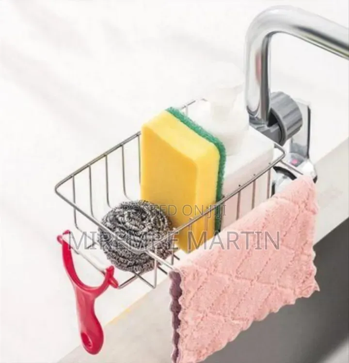 Space-Saving Faucet-Mounted Stainless Steel Sink Caddy