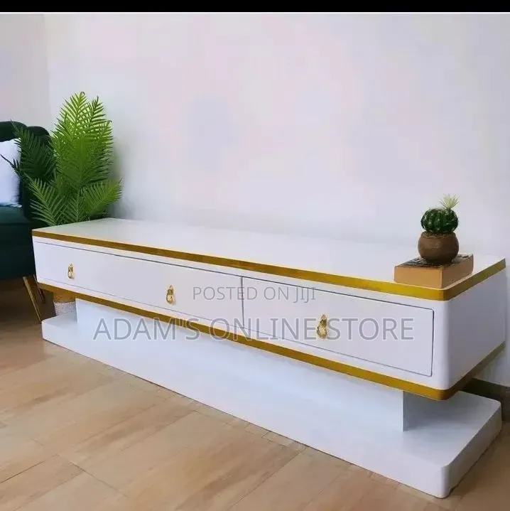 White and Gold TV Stand Unit 182cm Length