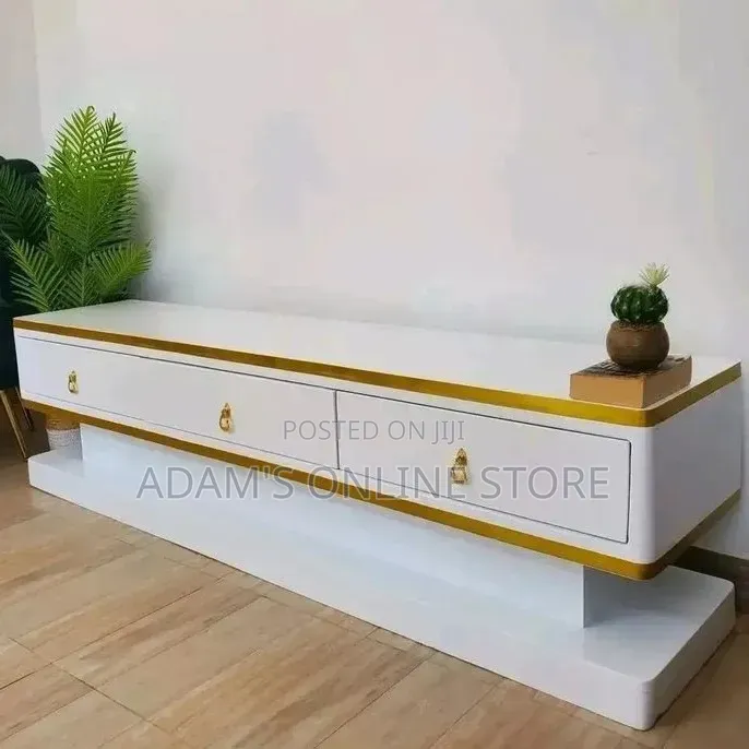 White and Gold TV Stand Unit 182cm Length