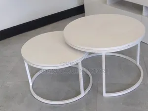 White Round Metal Center Table/Stools