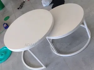 White Round Metal Center Table/Stools