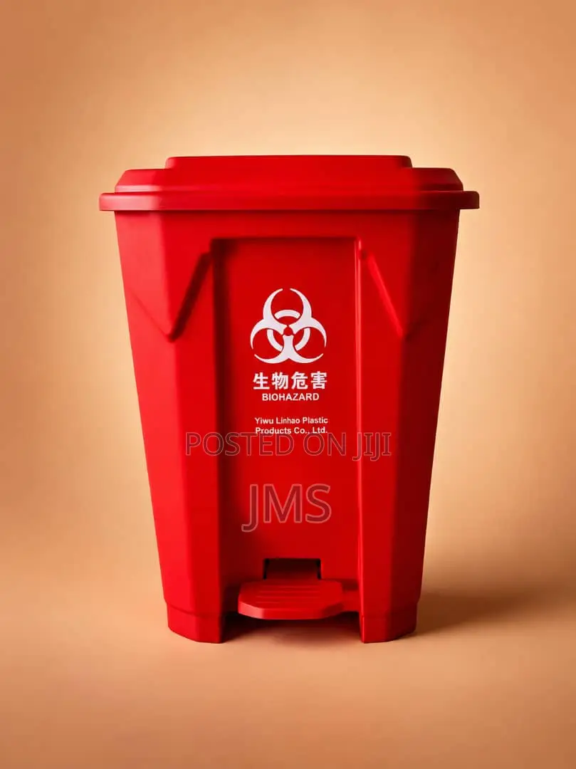 Biohazard Waste Bin, Red, Pedal-Operated