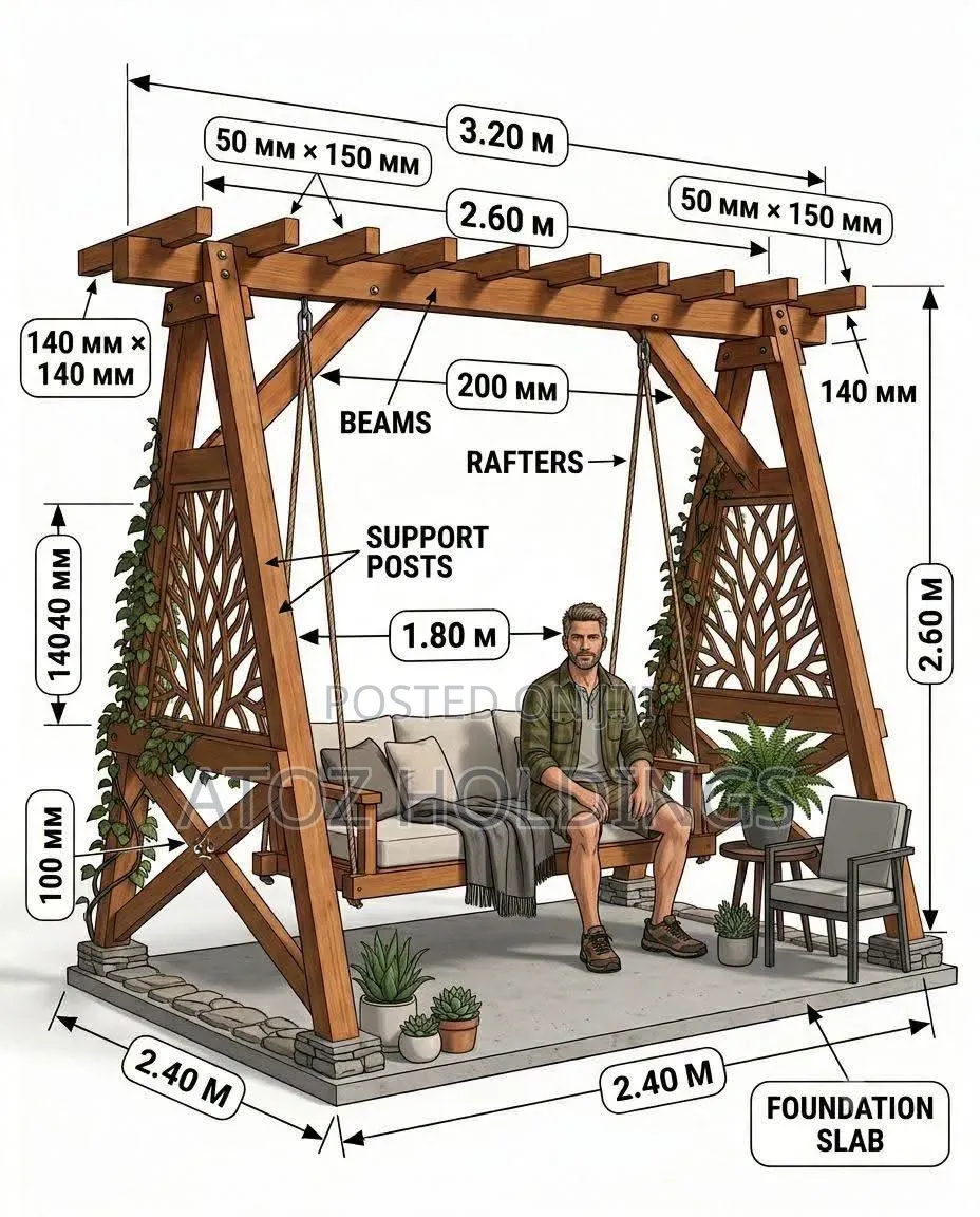 Pergola Wooden African Swings From 2,000,000/-