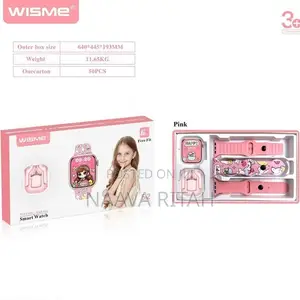 X68 Mini Pink Smart Watch With Earbuds & 3 Straps for Ladies, Girls