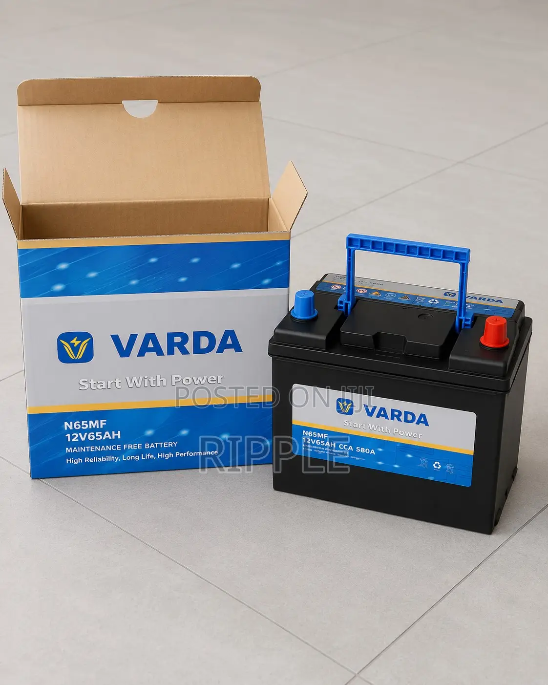 65Ah Varda N65 580CCA Maintenance Free Car Battery 12V