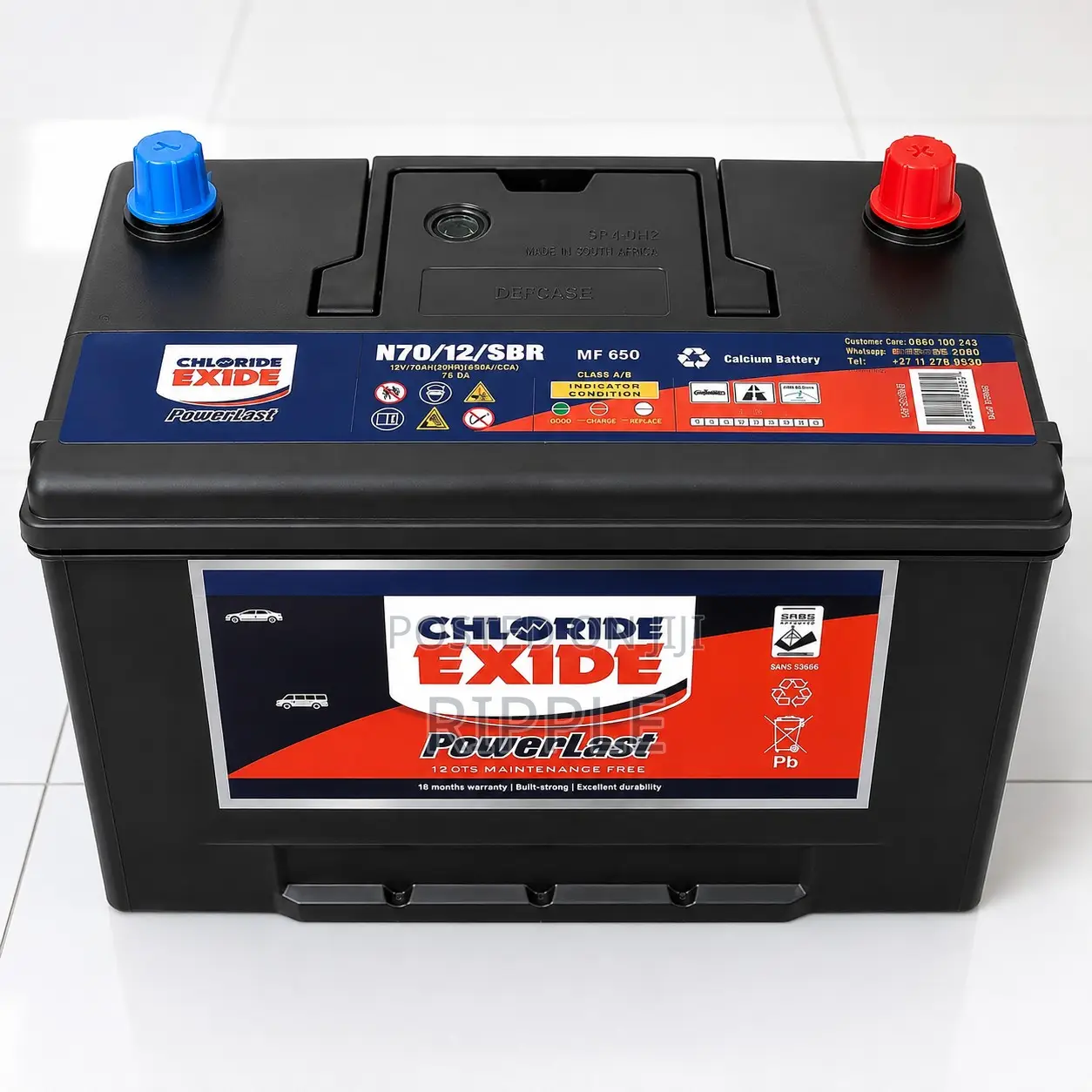 70Ah Chloride Exide PowerLast N70 Maintenance Free Car Battery 12V