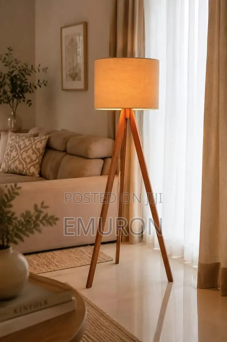Wooden Tripod Floor Lamp