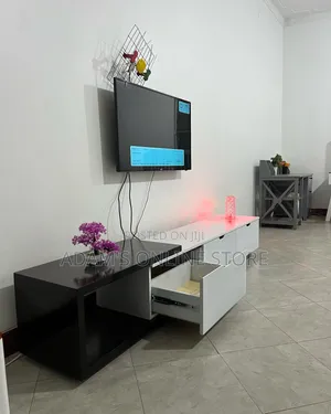 White and Black TV Stand Unit  2meter Length