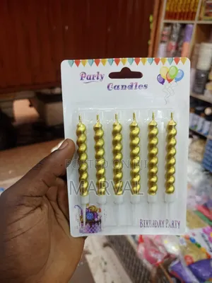 6 Jumbo Gold Spiral Birthday Candles